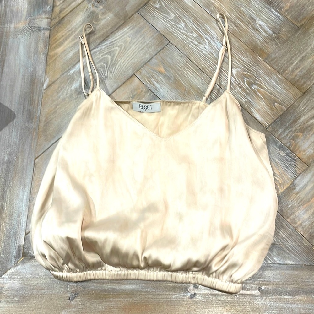 Pale gold, spaghetti, strap crop top